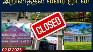 பல்கலைக்கழகங்கள் மற்றும் உயர்கல்வி நிறுவனங்கள் எட்டு வரை மூடப்பட்டிருக்கும் தகவல்