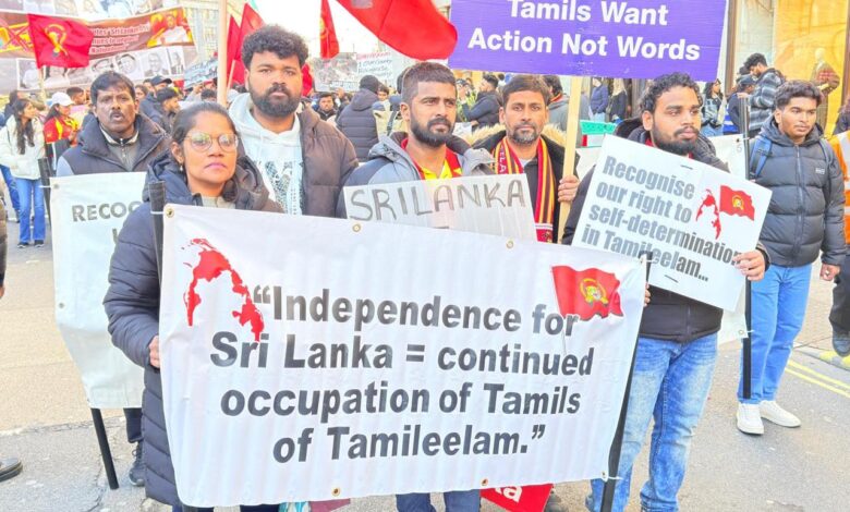 இலங்கைத் தூதரகம் முன்பாக லண்டனில் போராட்டம்!